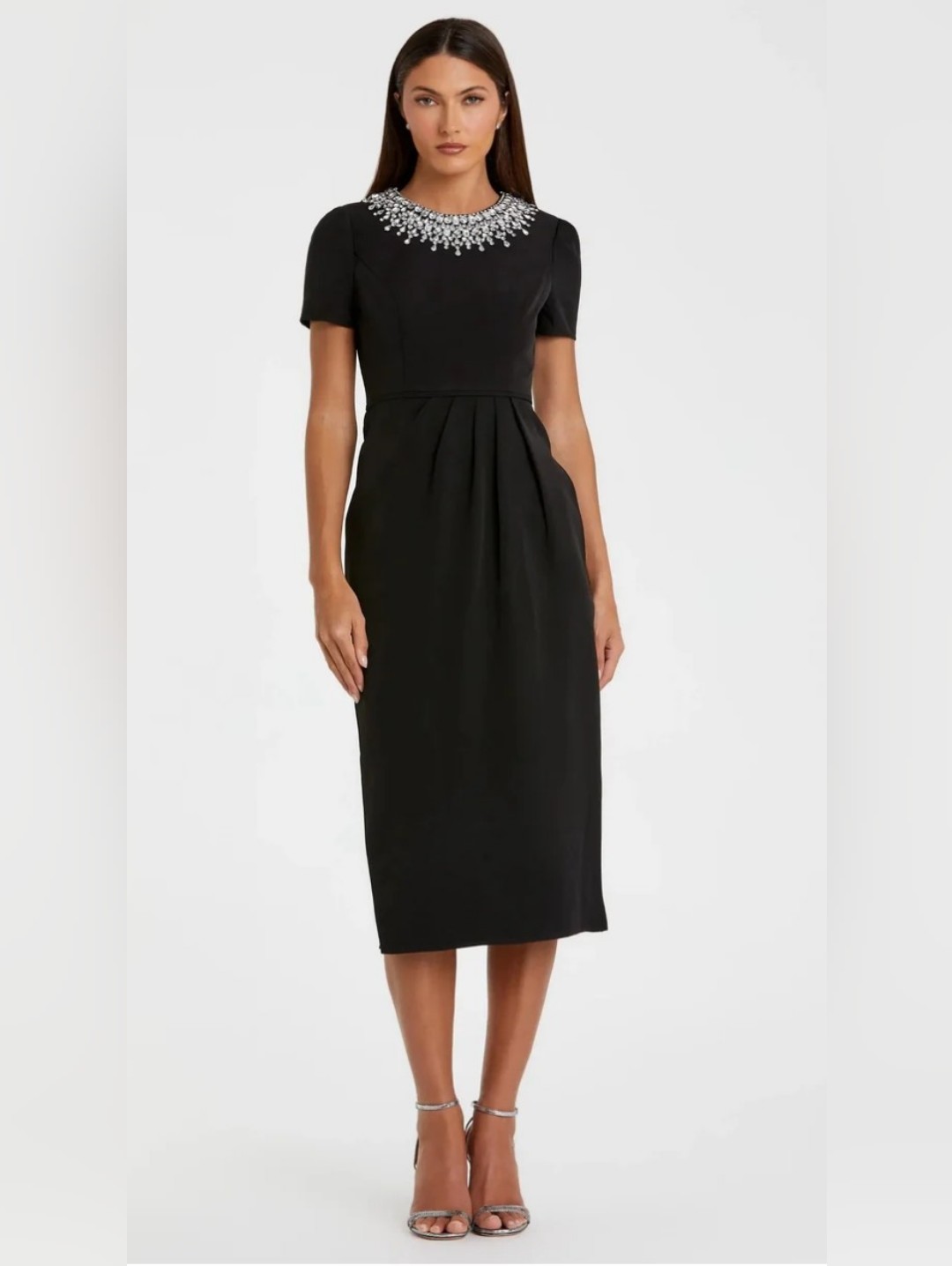 Hand Embellished Rhinestone Neckline Column Dress Ieena For Mac Duggal.